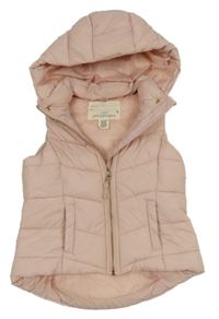 Světlerůžová šusťáková zateplená vesta s kapucí H&M