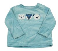 Světlemodré sametové triko se zvířaty C&A