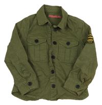 Khaki košeľová bunda s nášivkami