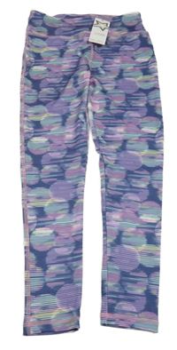 Nové - Tmavomodro-lila- citronové puntíkaté sportovní legíny Dunnes