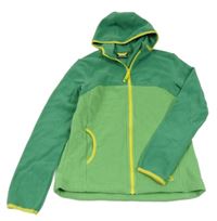 Zelená fleecová funkční propínací mikina s kapucí Jack Wolfskin