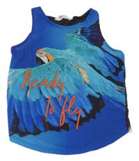 Modrý top s papouškem H&M