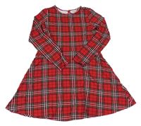 Červeno-modro-farebné kockované trblietavé šaty H&M