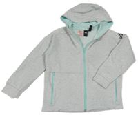 Světlešedá žíhaná propínací mikina s kapucí Adidas