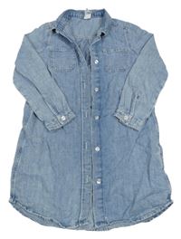 Modré rifľové košeľové prepínaci šaty H&M