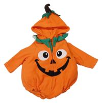 Nové - Kockovaným - Oranžové fleecové body s kapucí - tekvica Primark