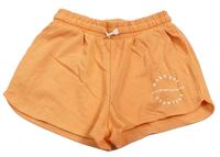 Oranžové teplákové kraťasy s nápisom H&M
