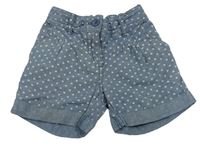 Modrošedé plátenné kraťasy s bodkami zn. Matalan