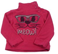 Růžová fleecová mikina s kočkou a komínovým límcemC&A