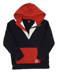 Tmavomodro-červeno-biela mikina s kapucňou River Island