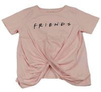 Světlerůžové crop tričko s logem Friends a řasením C&A