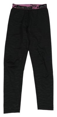 Čierne vzorované športové legíny s nápismi