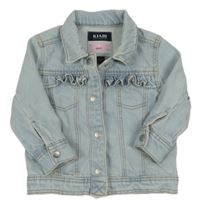 Svetlomodrá rifľová bunda s volánikmi Kiabi