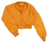 Oranžová šusťáková zimní crop bunda s kapucí H&M