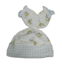 Nové - 2set - Bílo-modrá čepice s pejsky + rukavice 