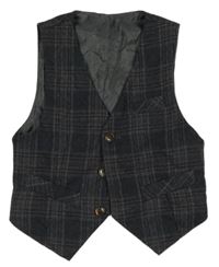 Šedo-barevná kostkovaná slavnostní vesta 