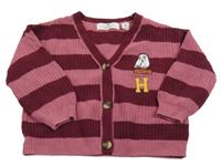 Růžovo-vínový pruhovaný propínací svetr s Hedvikou H&M
