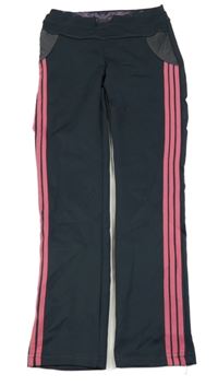 Tmavomodré sportovní tepláky s růžovými pruhy 