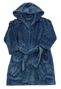 Modro-tmavomodrý chlupatý župan s kapucí Next