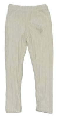 Biele rebrované pletené nohavice