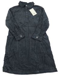 Nové - Šedé manšestrové šaty s límečkem Tu