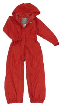 Červená šusťáková nepromokavá kombinéza s kapucí Trespass 
