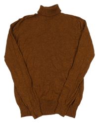 Béžovo-sivý melírovaný sveter s rolákom Kids