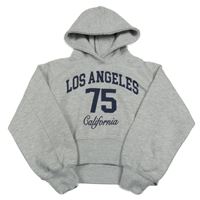 Sivá melírovaná crop mikina s nápisom a kapucňou Zara