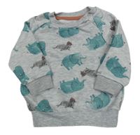 Sivá melírovaná mikina so zvieratkami Primark