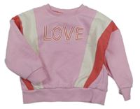 Svetloružová -červeno-smotanová mikina s nápisom Primark