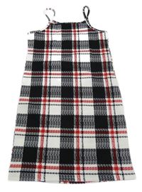 Čierno-bielo-červené kockované šaty