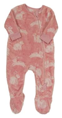 Růžová plyšová kombinéza s králíčky Dunnes 