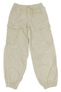 Bílé plátěné cargo kalhoty s kapsami Primark 