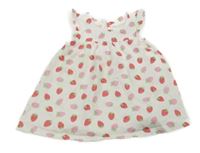 Biele bavlnené šaty s jahůdkami C&A
