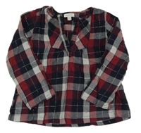 Tmavomodro-červeno-biela kockovaná blúzková á tunika Fagottino