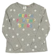 Sivé melírované tričko s bodkami a nápisom H&M