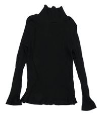 Čierne rebrované tričko s rolákom