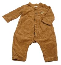 Béžový menšestrový podšitý overal s medvedíkom Catimini