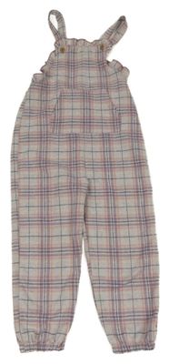 Fialovo-oranžové kostkované laclové kalhoty Tu