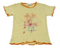 Nové - Smetanovo-oranžové tričko s kvetmi