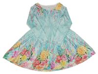 Světlemodro-barevné květované šaty 