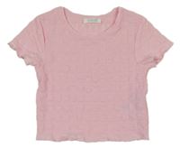 Svetloružové vzorované crop tričko Primark