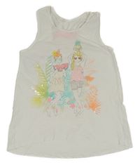 Biely top s dievčatky a flitrami