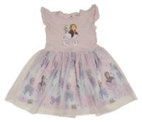 Růžové bavlněno/tylové šaty s Frozen H&M