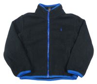 Čierna fleecová prepínaci mikina s modrými lemy Ralph Lauren