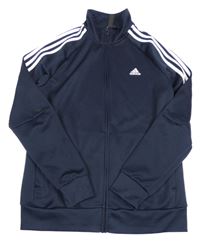 Tmavomodrá propínací sportovní mikina s logem a rolákem Adidas