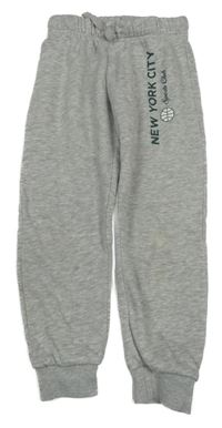 Šedé melírované tepláky s nápisem H&M