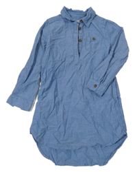 Modré košeľové plátenné šaty H&M