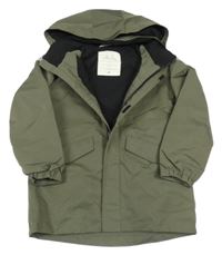 Khaki šusťáková podzimní bunda s odepínací kapucí H&M