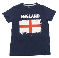 Tmavomodré tričko s anglickou vlajkou a nápisem - England URBAN OUTLAWS